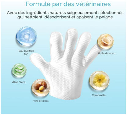 Lot de 10 lingettes de nettoyage pour chiens et chats – Lingettes de bain désodorisantes hypoallergéniques extra épaisses pour animaux de compagnie