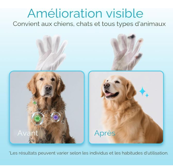 Lot de 10 lingettes de nettoyage pour chiens et chats – Lingettes de bain désodorisantes hypoallergéniques extra épaisses pour animaux de compagnie